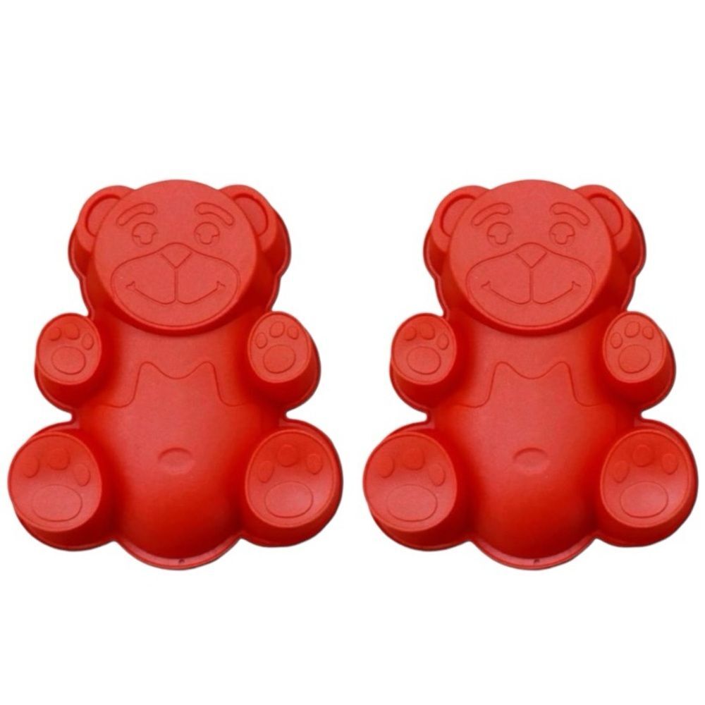 Silicone Mold Teddy Bear Red 2 Pk Candy Gummy Bear Mold Cake Fondant Crafts CP